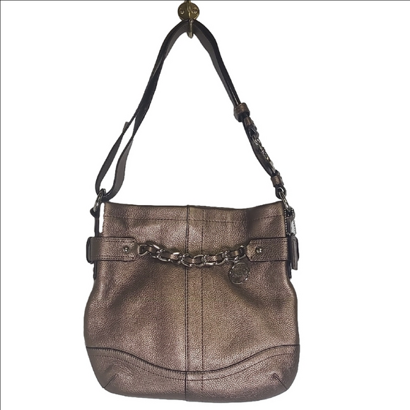 Coach Handbags - Coach Bronze Metallic Leather Shoulder Bag